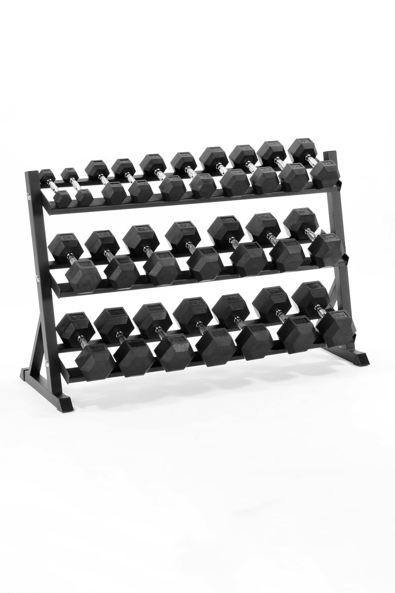 Full Hex Dumbbell Set with Rack 2.5kg 30kg 2.5kg increments Equipped Gym